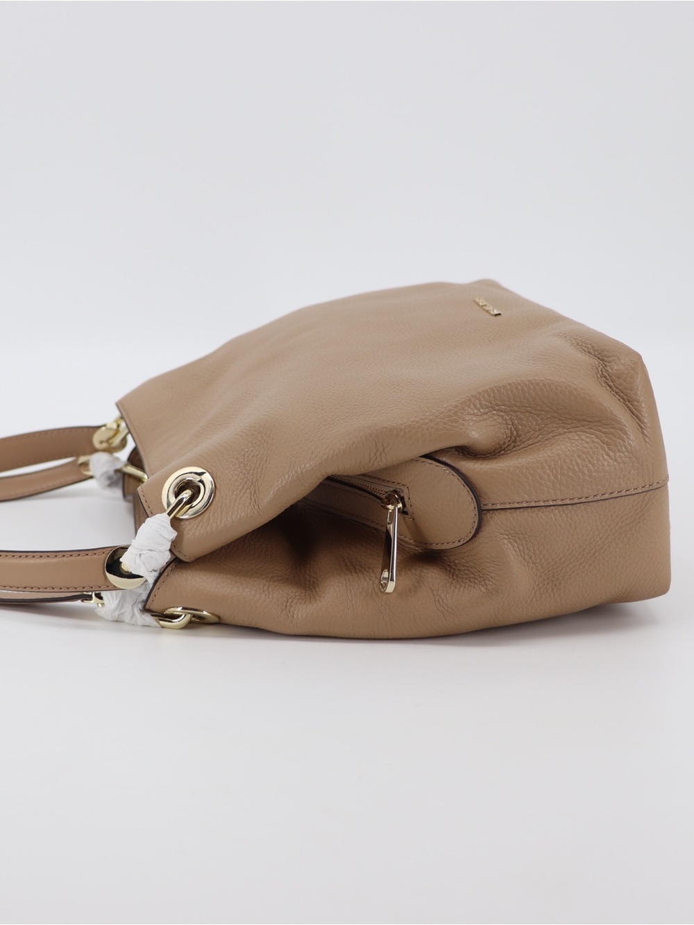 Brand New Michael t Raven Pebbled Leather Large Shoulder Bag Camel - Picture 9 of 16